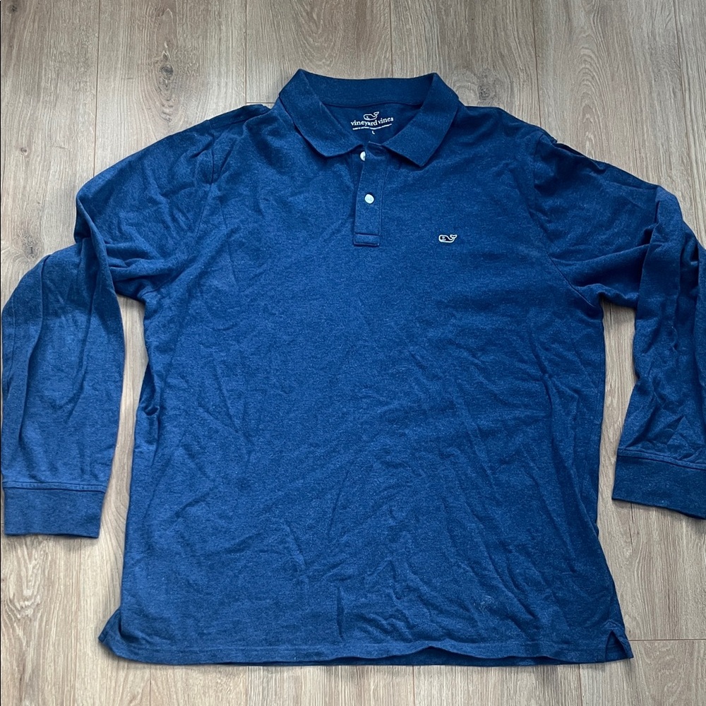 Vineyard Vines Men's Blue Long Sleeve Polo Shirt size large
